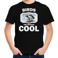 T-shirt birds are serious cool zwart kinderen - vogels/ papegaaiduiker vogel shirt XL (158-164)  -