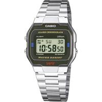 Casio A163WA-1QES Horloge Chronograaf (l x b x h) 36.8 x 33 x 9.1 mm Zilver Materiaal (behuizing): RVS Materiaal (armband): RVS