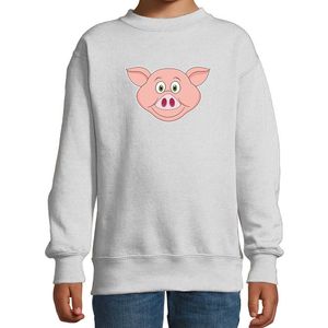 Cartoon varken trui grijs voor jongens en meisjes - Cartoon dieren sweater kinderen