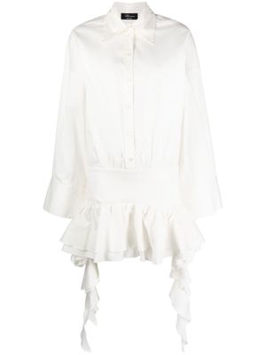 Blumarine robe-chemise volantée à taille basse - Blanc