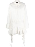 Blumarine robe-chemise volantée à taille basse - Blanc