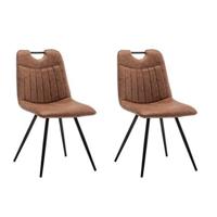 Furnihaus Eetkamerstoel Leon Microvezel Cognac Set van 2