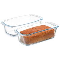 Vivalto Cakevorm/bakvorm - 2x - Glas - transparant - 27 x 14 x 7 cm - cake bakken - ovenschotel