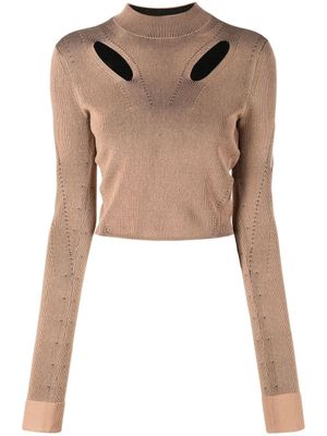 Dion Lee pull crop à découpes - Marron