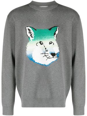 Maison Kitsuné pull Vibrant Fox Head en intarsia - Gris