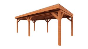 Trendhout Overkapping Refter XL 730x400 cm- Plat dak- Onbehandeld lariks Douglas hout- Trendhout