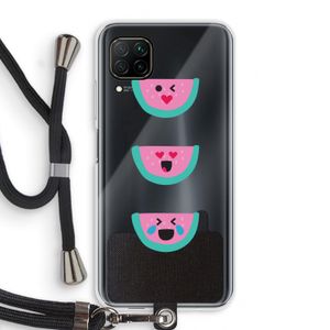 Smiley watermeloen: Huawei P40 Lite Transparant Hoesje met koord