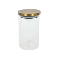 Voorraadpot - 900 ml - glas - draaideksel - goud - 9.5 x 17 cm - weckpot