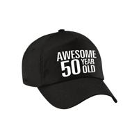 Verjaardag cadeau petje - Awesome 50 year old - 50 jaar - zwart - volwassenen - baseball cap