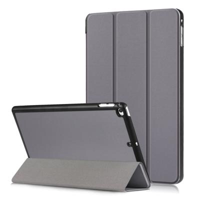 Custer textuur horizontale Flip lederen case voor iPad mini 2019 & Mini 4 met drie-opklapbare houder & slaap/Wake-up functie (grijs)