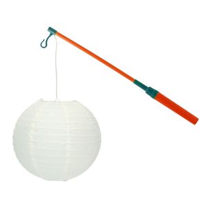 Lampionstokje 40 cm - met lampion - wit - D25 cm