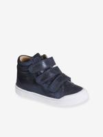 Leren MID-sneakers met klittenband, kleutercollectie meisjes marineblauw - thumbnail