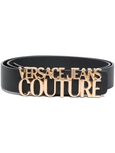 Versace Jeans Couture ceinture en cuir à détail de logo - Noir