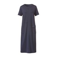 Jersey jurk met korte mouwen in H-lijn van bio-katoen, nachtblauw Maat: 44/46 - thumbnail
