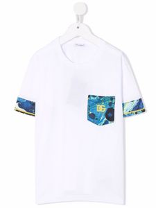 Dolce & Gabbana Kids t-shirt à poche contrastante - Blanc