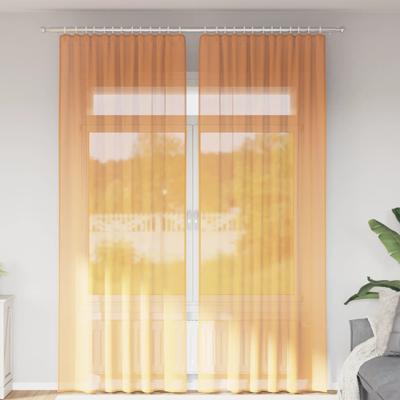 Gordijnen Voile met lussen 2 st 140x260 cm oranje