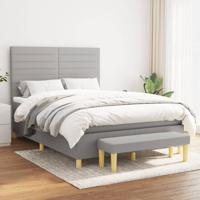 Boxspring met matras stof lichtgrijs 140x190 cm