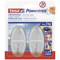 tesa POWERSTRIPS® Zelfklevende haak Large ovaal Chroom Inhoud: 2 stuk(s) - thumbnail