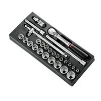 Facom Module Zeskant metrische doppen 1/2” met Ratel SL.161B - 26-delig - MOD.SL161-46
