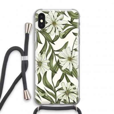 Wit bloemenpatroon: iPhone X Transparant Hoesje met koord