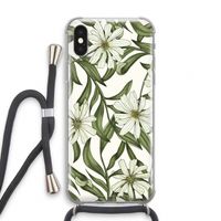 Wit bloemenpatroon: iPhone X Transparant Hoesje met koord