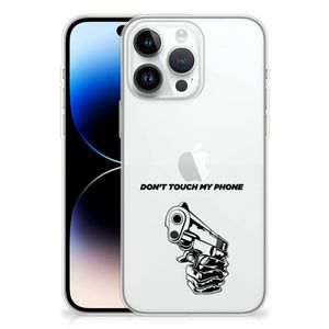 iPhone 14 Pro Max Silicone-hoesje Gun Don't Touch My Phone