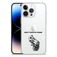 iPhone 14 Pro Max Silicone-hoesje Gun Don't Touch My Phone - thumbnail