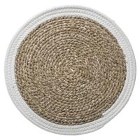 Secret de Gourmet Tafel Placemat - zeegras naturel/wit - rond - 39 cm - Onderleggers