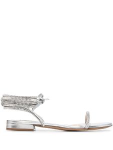 Alexandre Vauthier sandales en cuir Amina à ornements en cristal - Argent