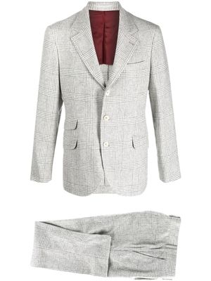Brunello Cucinelli costume boutonné à carreaux - Gris