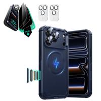 iPhone 17 Pro Max Bundle Cyber Tough Magnetic Case (Camera Control) and Armorite Privacy Screen Protector - Navy Blue