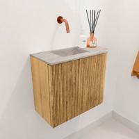 Toiletmeubel Mondiaz Joya Dlux | 51.6 cm | Meubelkleur Oak | Faye wastafel Glace Wasbak Links | Zonder kraangat(en) Toiletmeubel Mondiaz Joya Dlux | 51.6 cm | Meubelkleur Oak | Faye wastafel Glace Wasbak Links | Zonder kraangat(en)