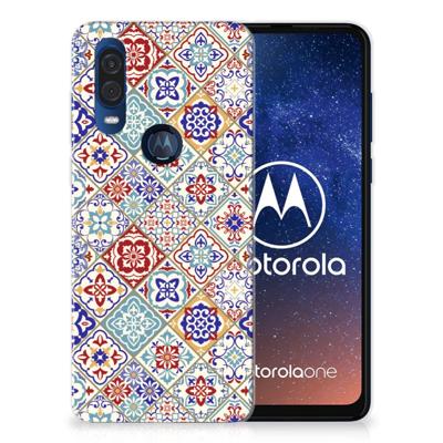 Motorola One Vision | TPU | Siliconen hoesje | Tiles Color Motorola One Vision | TPU | Siliconen hoesje | Tiles Color
