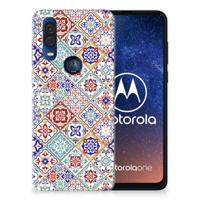 Motorola One Vision | TPU | Siliconen hoesje | Tiles Color