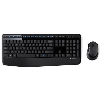Logitech MK345 draadloos toetsenbord met volledige grootte + 2 4 GHz 1000DPI draadloze optische muis met Nano-ontvanger (zwart)