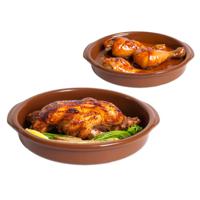 Tapas serveerschalen/ovenschalen set van 2x - D26 en D36 cm - rond - Spaans terracotta