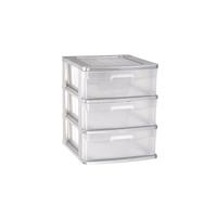 Ladeblok/bureau organizer - 3x lades - grijs/transparant - L40 x B39 x H49.5 cm - kunststof