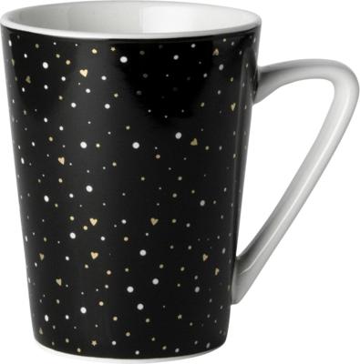 Dutch Rose loft zwart-wit mok zwart met glitters 31 cl