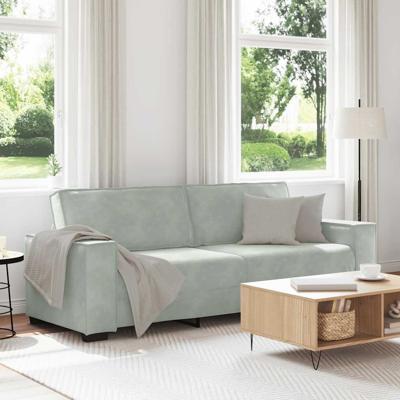 Driezitsbank 180 cm fluweel lichtgrijs