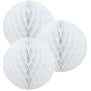 Papieren kerstballen - 3x - wit - 10 cm - kerstversiering