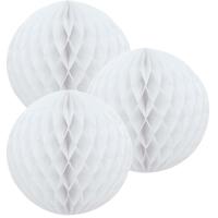 Papieren kerstballen - 3x - wit - 10 cm - kerstversiering