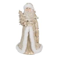 Clayre & Eef Beeld Kerstman 32 cm Goudkleurig Polyresin Kerstfiguren