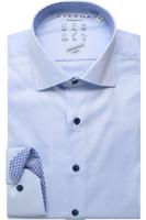 ETERNA Comfort Fit Overhemd middenblauw, Gestructureerd - thumbnail