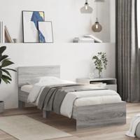 Bedframe met hoofdeinde bewerkt hout grijs sonoma 90x200 cm