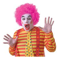 Voordelige roze clownspruik voor volwassenen - thumbnail