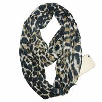 Multifunctionele mode zip Pocket design sjaal (Leopard zwart kaki)