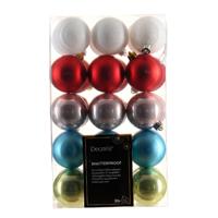 Decoris kerstballen - 30x - kunststof - gekleurd - 6 cm - kerstversiering Decoris kerstballen - 30x - kunststof - gekleurd - 6 cm - kerstversiering