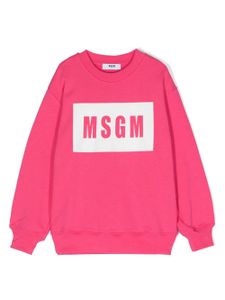 MSGM Kids sweat en coton à logo imprimé - Rose