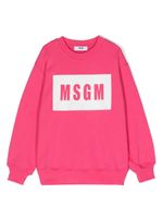 MSGM Kids sweat en coton à logo imprimé - Rose - thumbnail