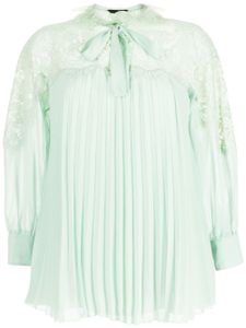 SHIATZY CHEN blouse plissée à col en dentelle - Vert